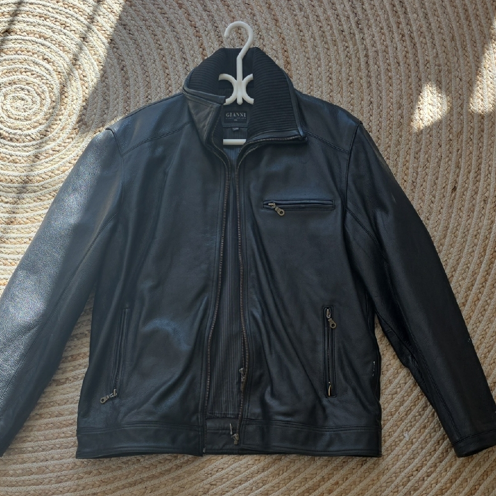 Giani Black Leather Men's Jacket